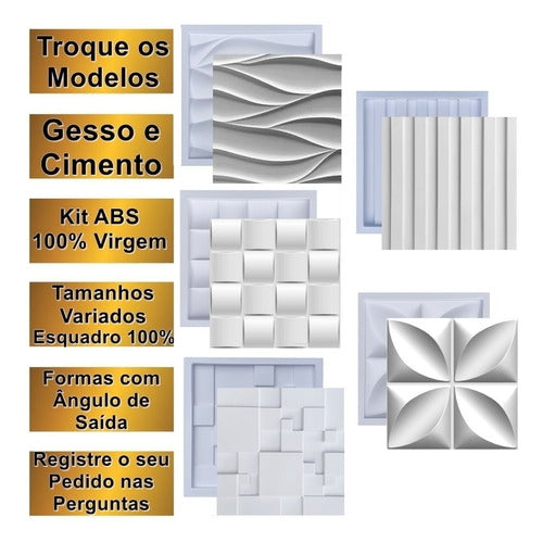 Formas De Gesso 3d Cimento Abs Placa Molde Pra Revestimento 1