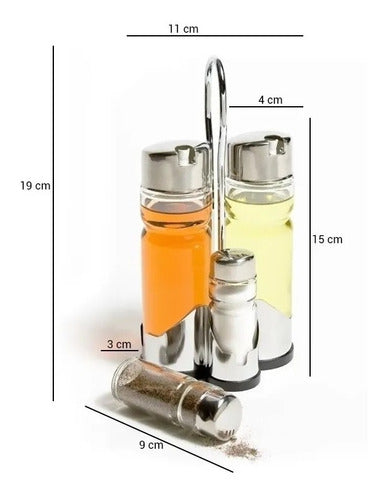 MUNDO PLANETA Set of 4 Oil and Vinegar Dispenser, Salt and Pepper Shaker 1