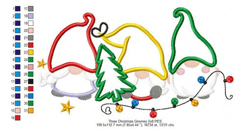 Elf Gnome Christmas Embroidery Machine Design Matrix 3216 1