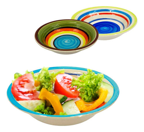 Bowl Juego X 6 Ensaladera Ceramica Colores Compotera - El Re 1