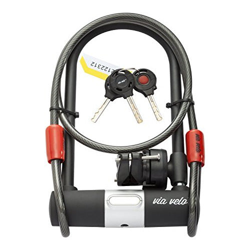 Bike U Lock Con Cable Resistente  Via Velo Heavy Duty Bicycl 0