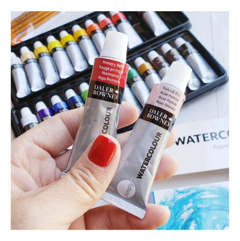 Daler Rowney Simply Watercolor Paint 24 Colors 12ml Tubes 2