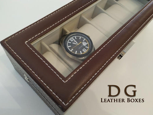 DG Leather Boxes Elegant Watch Case for 6 Watches 7