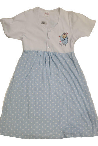 Florcitas Maternal Nightgown with Buttons and Polka Dots 0