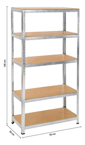 Unilux Metal Shelf with MDF Shelves 90x30x180 1