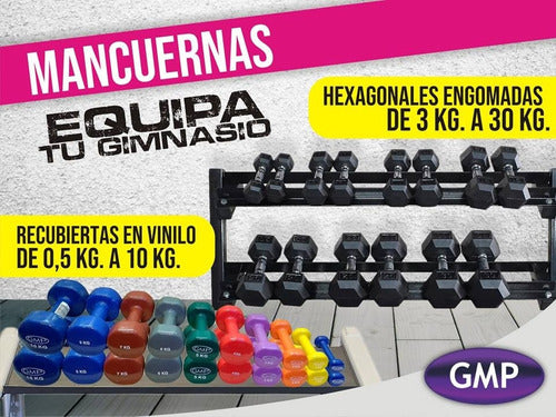 Hexagonal Rubber-Coated 30 Kg Dumbbell Gmp Weights 5