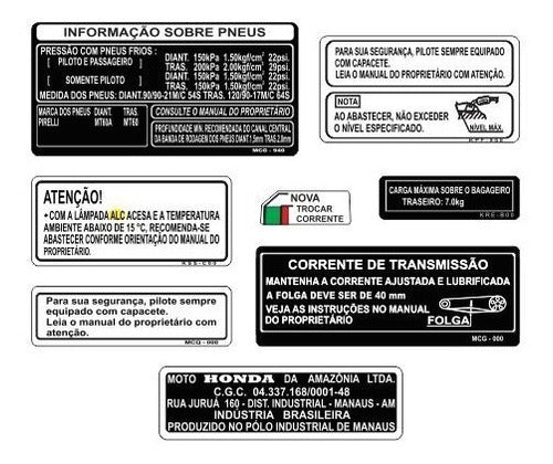 Adesivos  Advertência Honda Nx4 Falcon 2008 0