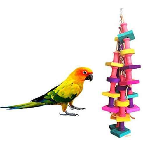 Keersi Natural Wood Chew Toy for Large Parrots 2