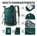 BECOJADDE Lightweight 40L Folding Compact Trekking Backpack Green 1