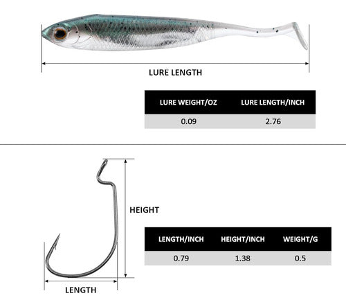 Señuelos Pesca Cebos De Plástico Suave Set De 11 Unidades. 5