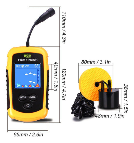 Lucky Lcd - Localizador Portátil De Peixes Com Fio (100m P) 5