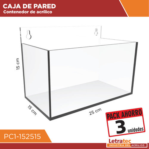 Caja Organizador Pared Acrilico Oficina Pc1-152515-3 Pack/3 1