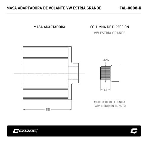 Masa Vw Golf Adaptadora De Volante A 70 Mm Collino C-force 3