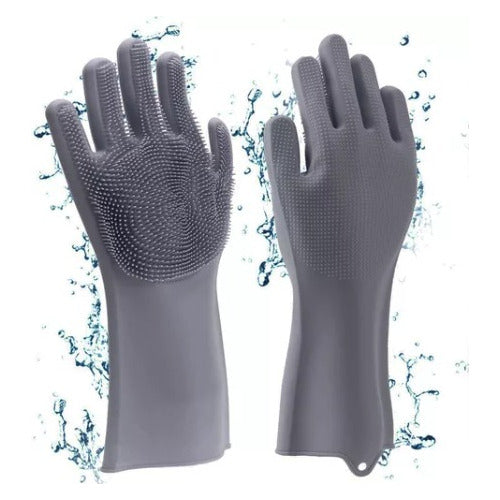 Guantes Con Esponja Incorporada Para Lavar Platos Silicona 3