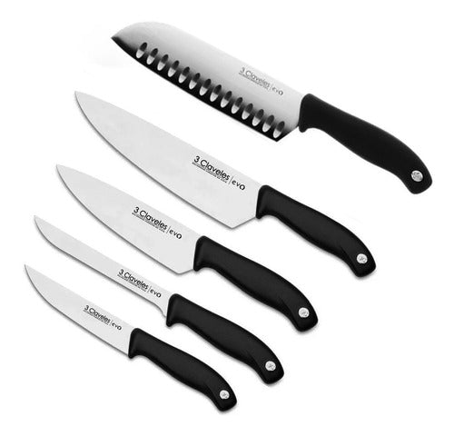 3 Claveles Set 5 Professional Chef Kitchen Knives Evo 0