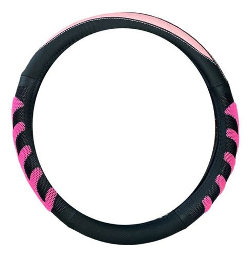 JC Universal Steering Wheel Cover 38cm with Pink Accent for Ecosport Fiesta Focus 0