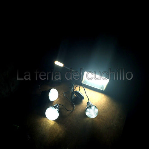 Kit Luz Led Panel Solar, 3 Bombillas, Power Bank, Camping 6