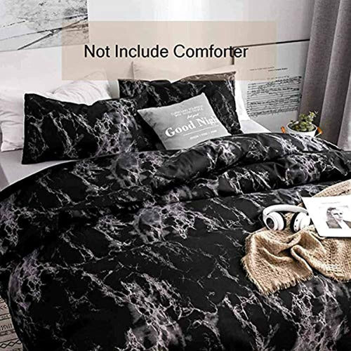 Nanko Bedding Queen Juego De Funda Nórdica Mármol Negro Oscuro 1