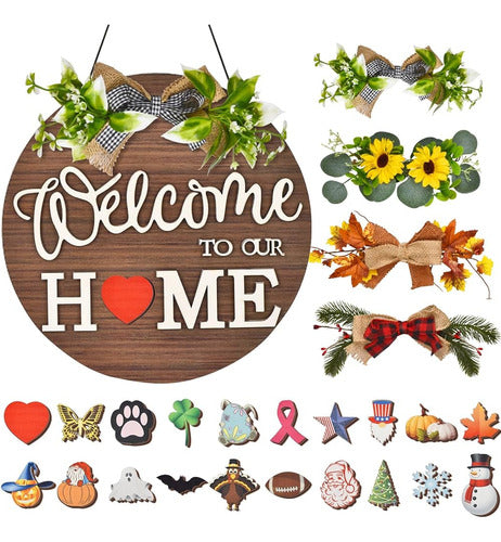 Lauvee Interchangeable Welcome Sign for Front Door 0