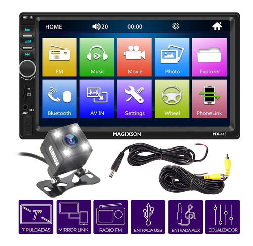 Magixson 7" Stereo FM Screen with Bluetooth, Mirror Link, and LED Camera 0