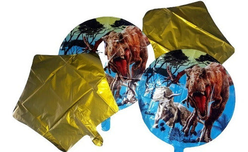 FDJ PARTY Set of 5 Dinosaur Balloons, Large Metallic 1