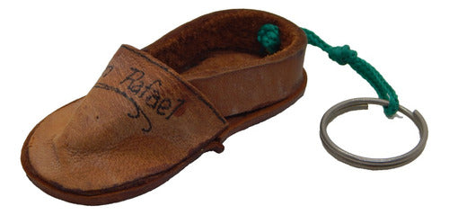 Vintage Sneaker Keychain, Brown Leather Espadrille Shape with San Rafael Logo 0