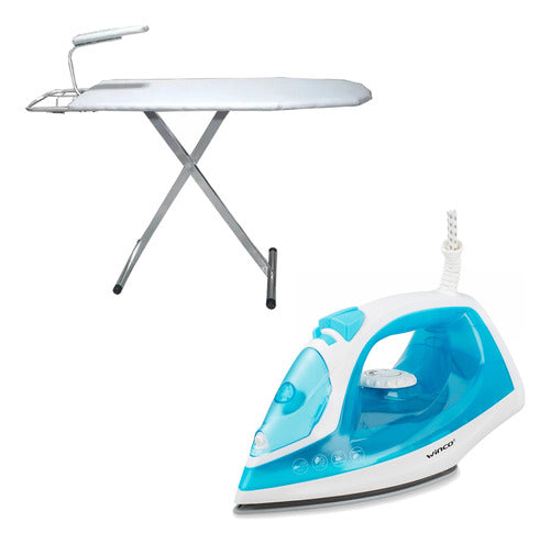 Winco Steam Iron with Ceramic Base + Premium Ironing Board 0