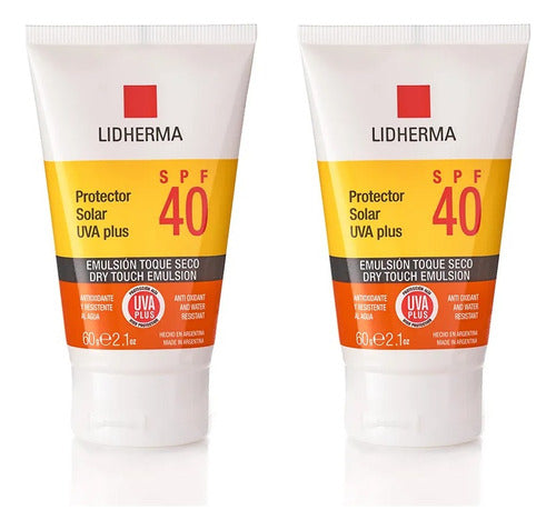 Lidherma X2 Protector Solar UVA Plus SPF 40 Toque Seco 0