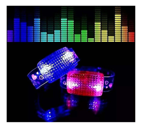12-Pack Audio-Rhythmic LED Luminous Bracelets by Cotillón Sergio 0