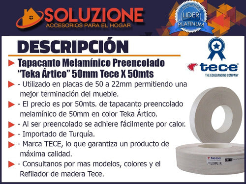 Tece Filo Melaminico Preencolado Teka Artico 50mm X 50metros 2