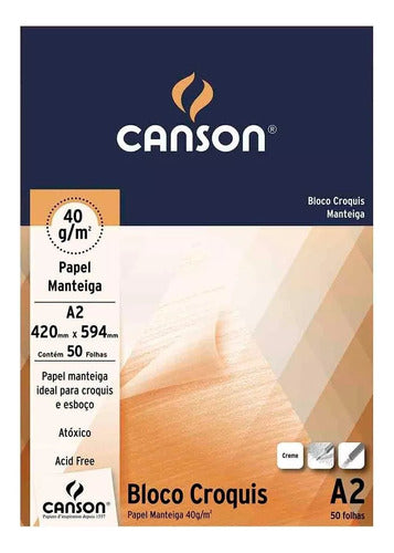 Bl Canson P/ Desenho Croquis Manteiga 40g A2 420x594 50 Flhs 0