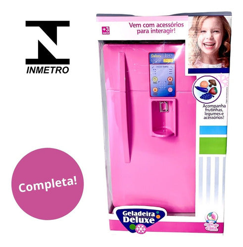 Mini Geladeira Infantil Cozinha Criança Grande Menina Rosa 5