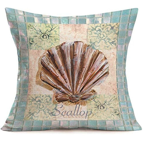 Asamour 4 Pack Ocean Theme Throw Pillow Case Coastal Conch S 2