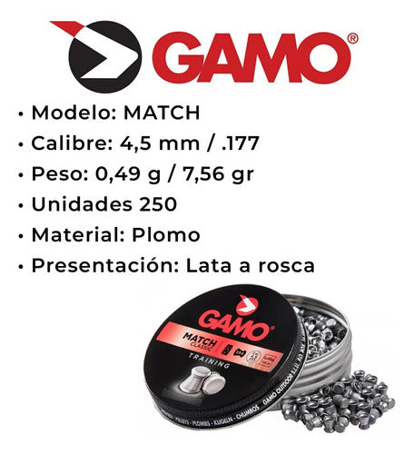 Balines Gamo Match Díabolo 4.5 X250 1