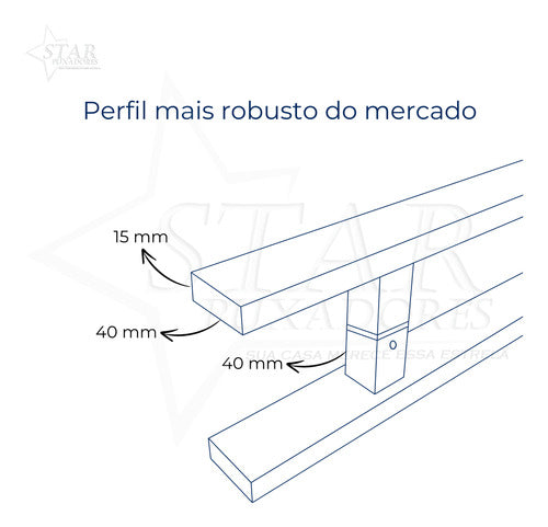 Puxador Aço Inox 304 60cm Acabamento Preto Fosco 5