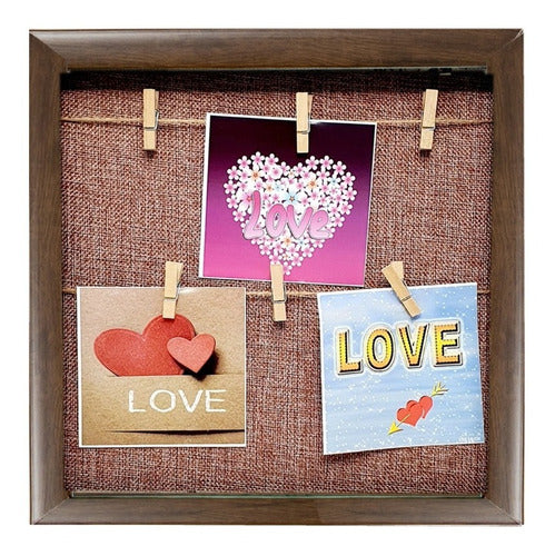 Decorative Wooden Picture Frame with Clips for Photos 30x30 144