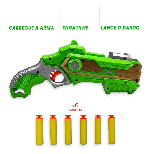 Kit Pistola Lançadora Dardos Com Máscara - Verde 2