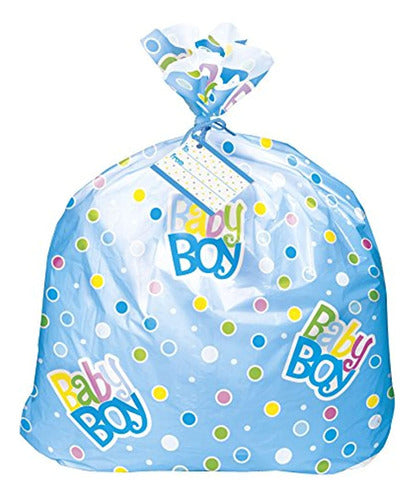 Bolsa De Regalo De Baby Shower De Lunares Azules De Plástico 0