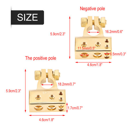 Par De Conectores De Terminal De Bateria Para Carro Positivo 6