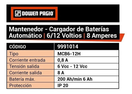 Dowen Pagio Cargador Mantenedor Bateria 6/12v 8ah 9991014 3