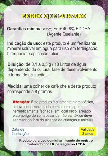 Ferrilene Quelato De Ferro Quelatizado Eddha Hidroponia 250g 4