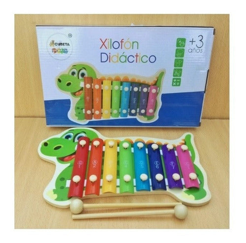 Juego Xilofón Dinosaurio Instrumento Madera Metal Didáctico 1