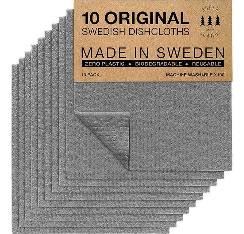 Superscandi Paños De Cocina Suecos Para Cocina Gris 10 Pack 0