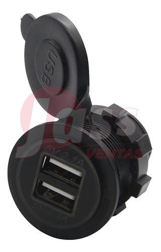 Dual USB Charging Socket for Flush Mounting in Car 12/24V Motorcycle 4x4 Truck Off-Road 5