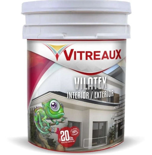 Vitreaux Latex Blanco Interior/Exterior 20lt + Enduido + Pincel + Rodillo 0