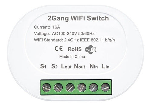 Tuya Smart Mini Módulo Switch 2 Canales Para Iluminación Wifi 2