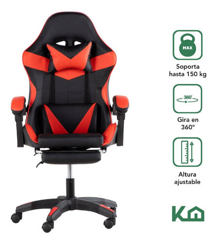 Kingshouse Ergonomic Gaming Chair 360 Degree Tilt in Red 1