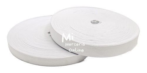 20mm White Polyester Elastic A.3002 with Gold Cord x 25m 1