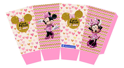 Diseño Kit de Cumpleaños Minnie Dorada Kit Impreso Personalizado P/15 Niños 5