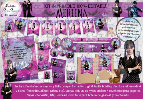 Kit Imprimible Candy Bar Merlina Addams #1 100% Editable 0